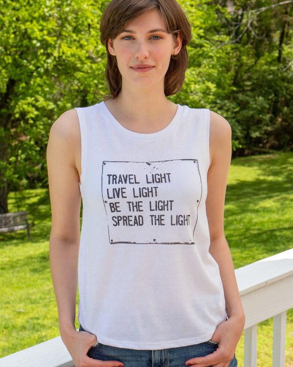 TRAVEL LIGHT - White Muscle Tee