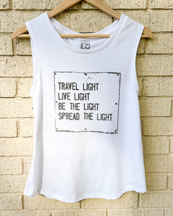 TRAVEL LIGHT - White Muscle Tee